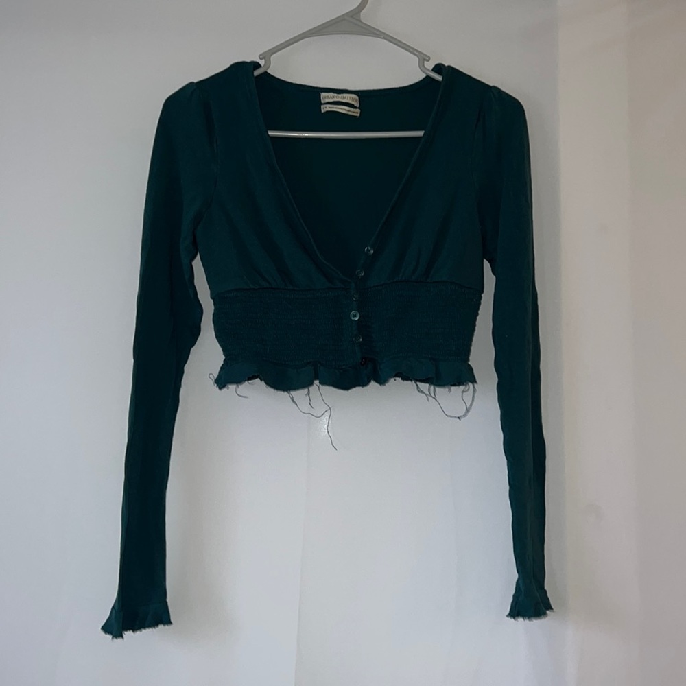 Women’s Turqoise fitted crop top long-sleeve